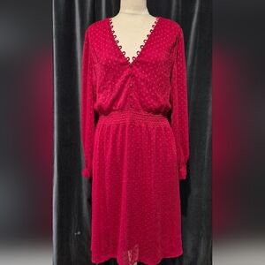 A*B*C Elegant Red V-Neck Dress